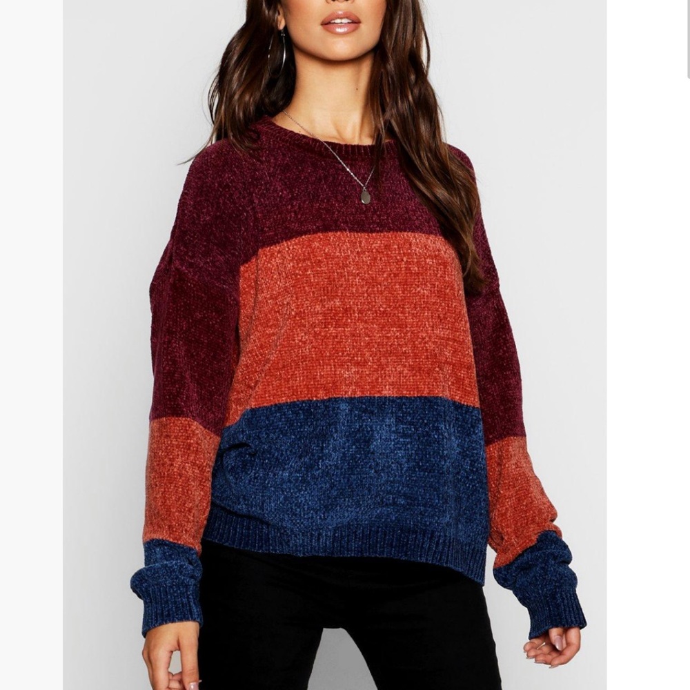 Boohoo Chenille Super Soft Stripe Jumper
